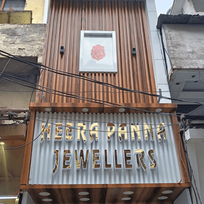 Modern ACP sheet front elevation design for jewellery shop