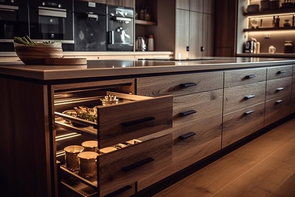 Modular kitchen with Solid Wood Panels